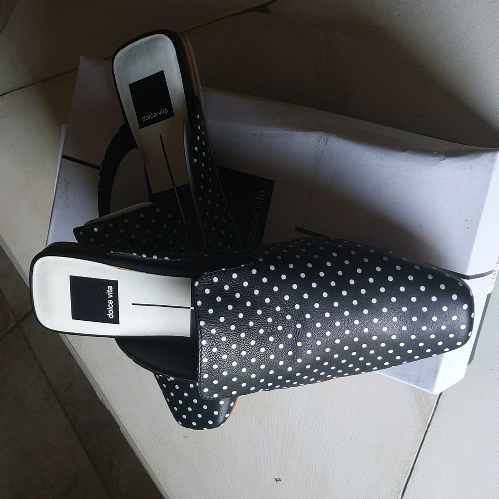 Like New Leather Dolce Vita Brie Polka Dot Mules - Picture 1 of 12